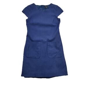 THEORY Womens 4 Navy Dress Career Classic A Line Crewneck Knit Stretch See Descr